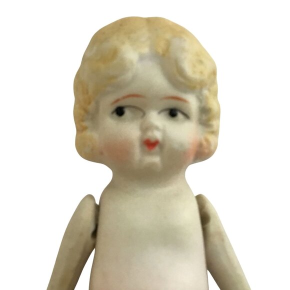 Antique Bisque Kewpie Doll (2) Jointed Arms Crocheted Dress Made In Japan 4 " - Picture 5 of 16